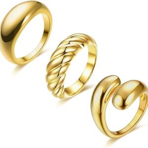 LIAN 18K Gold Plated Chunky Dome Ring