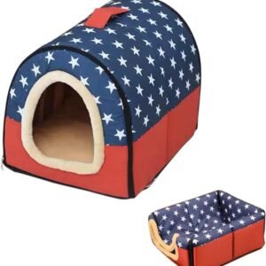 Pet Dog House Kennel Soft Igloo Bed Cave Cat Doggy Puppy Warm Cushion Fold