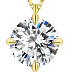 KRKCLIFE Diamond Pendant Necklace for Women, 0.5CT-4.0CT Moissanite Solitaire Necklace 14K Gold