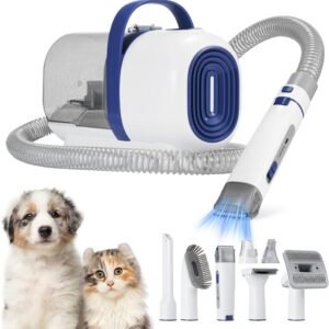 7 in 1 Dog Grooming Kit with 5 Suction Mode and 2L Large Dust Cup for Shedding Pet Hair