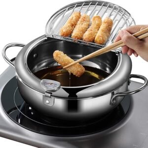 Deep Fryer Pot - Japanese Tempura Small Deep Fryer Stainless Steel Frying Pot With Thermometer